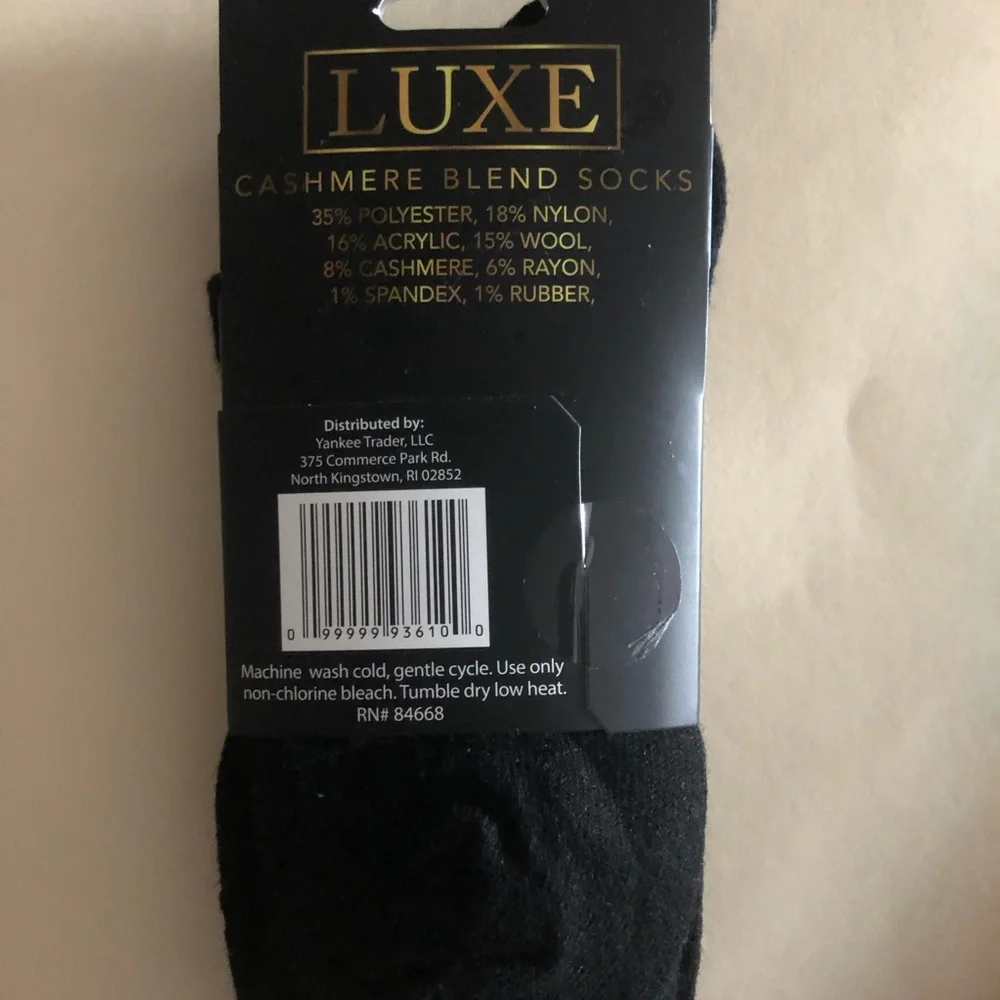 Luxe Black Cashmere Blend Casual Socks